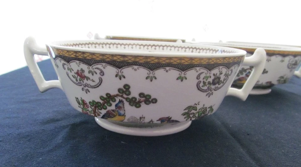 Five Vintage Copeland Spode CHELSEA Pattern Two Handled Soup Bowls - Image 4 of 4