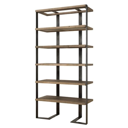 Uttermost 24047 Felix 44"W 5 Shelf Oak and Iron Display Shelf - Black - Picture 3 of 5