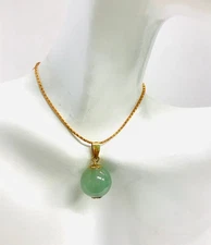 K18 Gold Natural Jade Pendant Top QOJ.YUE04 Used