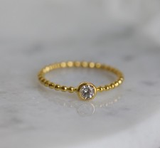 18 KT Gold Plated Sterling Silver Ring Size 8, Cubic Zirconias