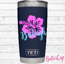 Hibiscus flower name Monogram Decal Vinyl Sticker for your Tumbler laptop cup