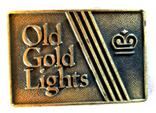 VTG Old Gold Lights Tobacco Cigarettes Advertising Brass Belt Buckle
