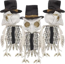 DR.DUDU 3 Pack Halloween Skeleton Owl Decor, Life Size Animals Skeletons... 