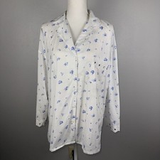 Victoria  s Secret Medium Blue Floral Button Down Nightshirt Sleep Shirt Pajamas