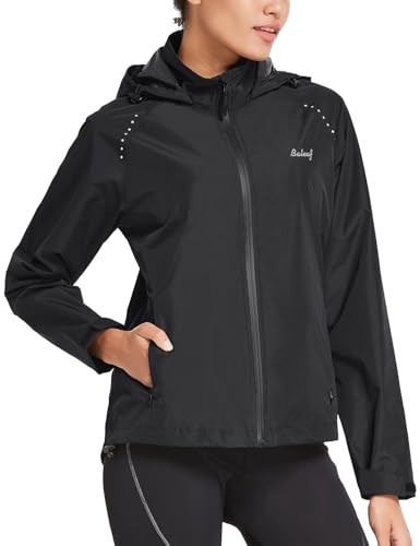Women's Rain Jackets Waterproof Windbreaker X-Large 1-black rain jacket - Picture 3 of 6