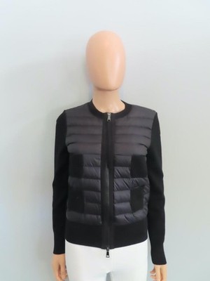 Moncler Black Cardigan Tricot Thin Down Puffer Jacket Size XS