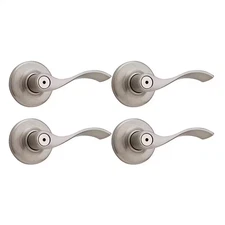Kwikset Balboa Satin Nickel Privacy Bed Bath Door Lever Reversible 4 Pack Handle