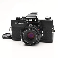 Minolta SRT 202 SLR Film Camera Kit w/ MD 45mm f2 Rokkor-X lens #080