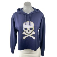 Soulcycle Women's Navy Blue Skull Skeleton Hoodie Hooded Sweatshirt Top Size S