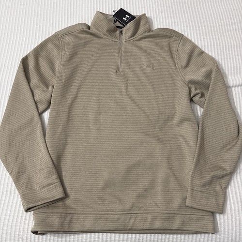 NWT Under Armour Golf Mens Storm Sweaterfleece Quarter Zip, Beige XL