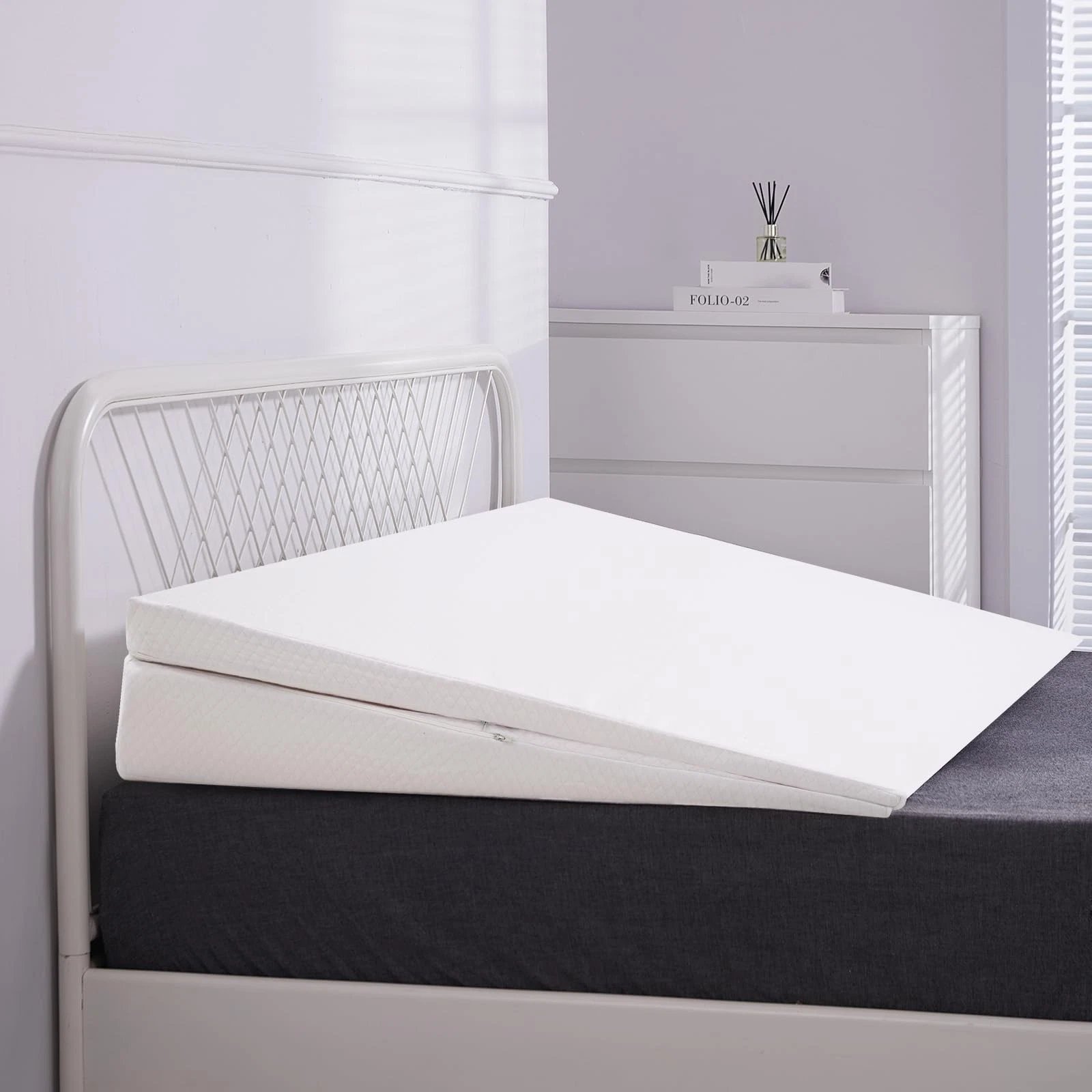 SUNYRISY Adjustable Wide Size Bed Wedge Pillow, Wedge Mattress Topper with Wa...