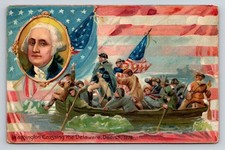 Raphael Tuck Washington Crossing Delaware Postcard George's Birthday Series 124