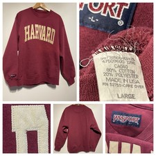 Vtg 90’s Harvard University Crimson Chenille Letter Sweatshirt Made in USA Sz L