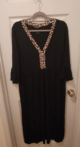 Abito Kate Spade nero scollo a V lunghezza gomito maniche a campana taglia Xl