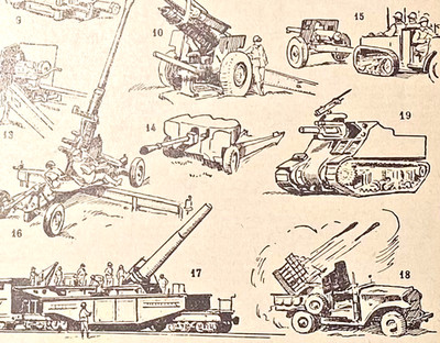 Alte Lithographie, Artillerie, ca. 1940, Canon Louis XIV, Lance-fusées, Rarität