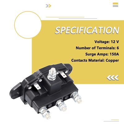 Reverse Polarity Relay 12V,Dc Winch Contactor,Automotive Starter Solenoids,6 Terminal 12inch