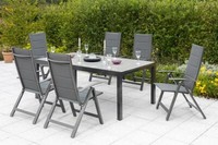 Merxx 7Tlg. Florenz Set, 6 Florenz Klappsessel, 1 Garten-Tisch, 150 X 80 Cm Grau