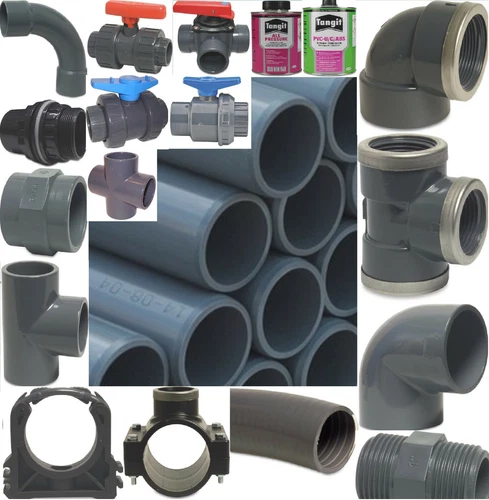 16-90mm PVC Fittings Pipe Clamp Elbow Tee Socket Adhesive Hose Ball Valve