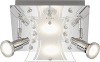 Briloner Led Deckenlampe Silber 4 Flg. Kristalloptik Glas Eckig GU10 1600Lm