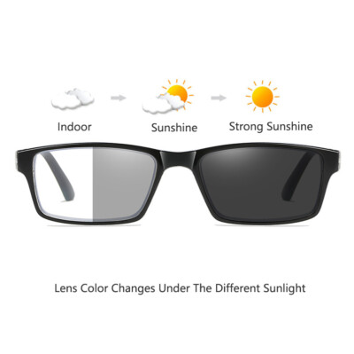 Square Photochromic Reading Glasses For Men Women Classic Outdoor Sunglasses