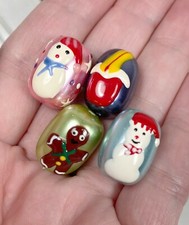 Christmas Beads Mix Pearl tone Snowman Tree Candy Cane Beads DIY Jewelry 20 pcs