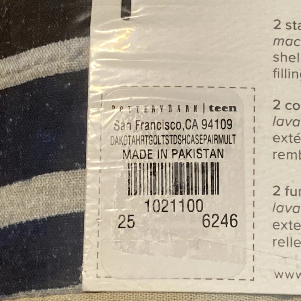Fundas estándar Pottery Barn TEEN Dakota Heritage, juego de 2, nuevas con etiquetas Foto 4 de 4