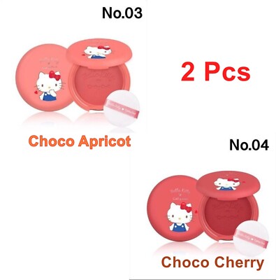 Cathy Doll Hello Kitty Blush on Cotton Blusher 03 Choco Apricot, 04 Choco Cherry