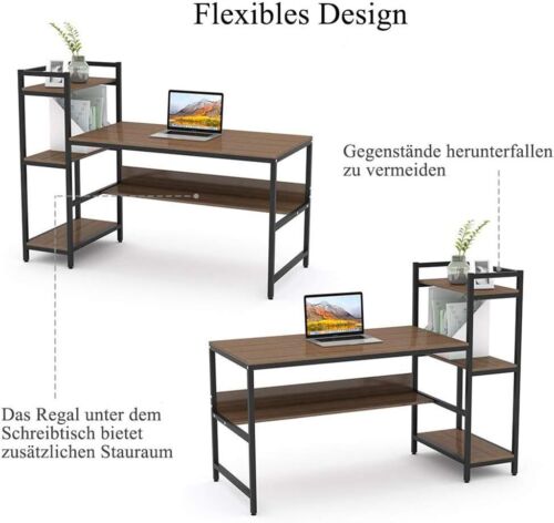 Computertisch Schreibtisch mit Ablagefächern Für Büro Wohnzimmer einfacher Aufb - Bild 5 von 7