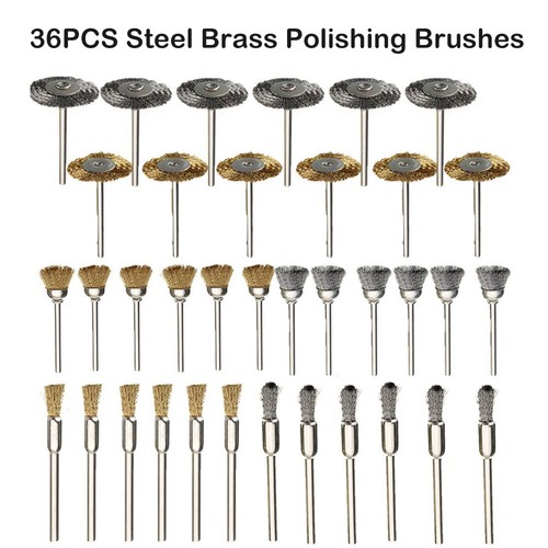 36Pcs Brass Steel Wire Brush Polishing 