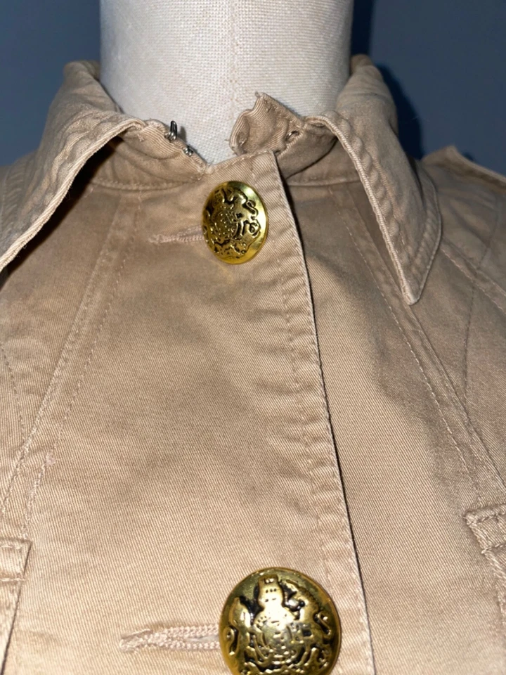 Trench corta George vintage años 90 Y2K para mujer talla 6 botones dorados Preppy Academia Foto 3 de 4