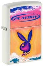 Zippo 48744, Playboy Bunny Logo Design, White Matte Finish Lighter, NEW