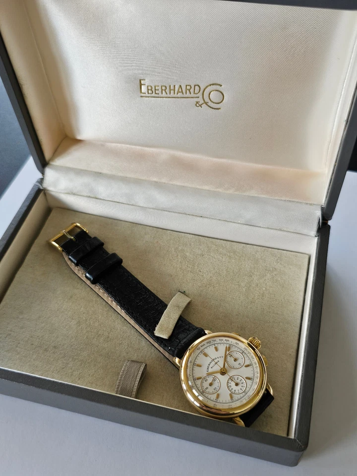 EBERHARD-REPLICA-REF. 36008-ARGENTO VERMEIL 0,925-CRONO-LEMANIA 1873-BOX-FIBBIA - Immagine 2 di 4