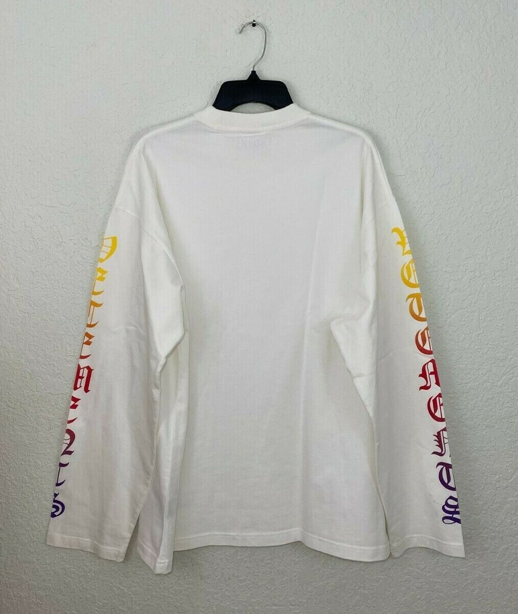 Vetements Unisex Degrade Gothic Logo Long Sleeve Shirt White Vetements Unisex Degrade Gothic Logo Long Sleeve Shirt White