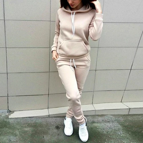 Women Casual Sweat Suit 2Pcs Set Hoodie Tracksuit Pants Tops Sweatshirt Sports - Bild 11 von 20