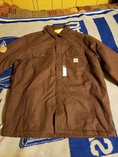 Carhartt Men's Shirt Jac Size XL Relaxed Fit Brown