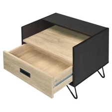 ACME Melkree Wooden Accent Table with Storage Drawer in Oak and Black