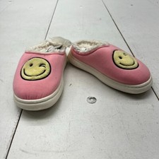 Pink Emoji Design Slip-On Lined Slippers Girls Size Small 13-1 NEW