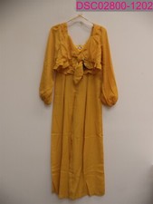 Fahion Nova Womens Sun Set High Pant Set LS Crop Top Mustard Yellow Small SM5117