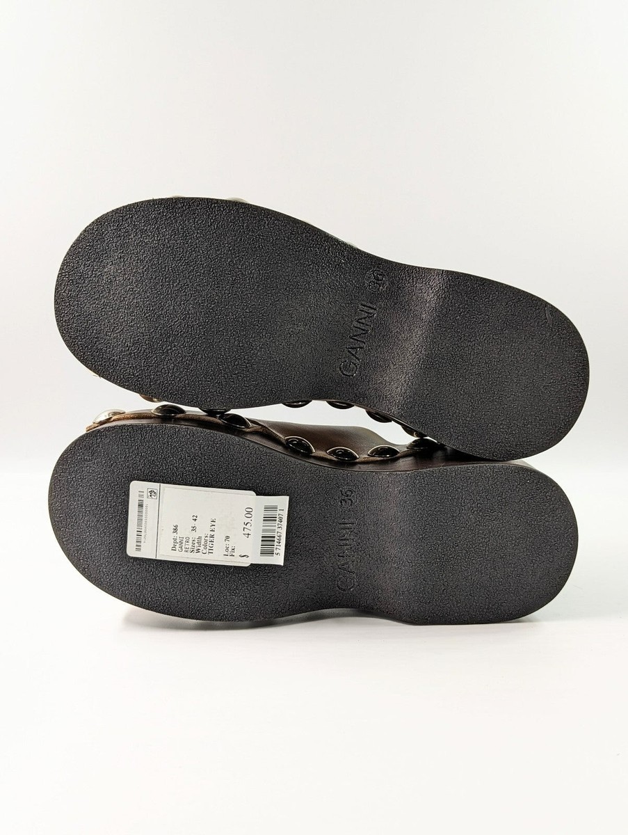 Ganni Women's Retro Stud-detail Clogs Sandals Size 36 EU
