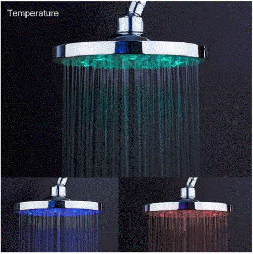 RGB LED Automatic Light Stainless Shower Head Bathroom Rainfall Polished Shower - Picture 2 of 5