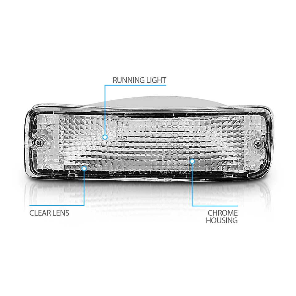 Luces de estacionamiento de parachoques de señal cromadas 4Runner para camioneta Toyota 90-91 1989-1995 Foto 4 de 4