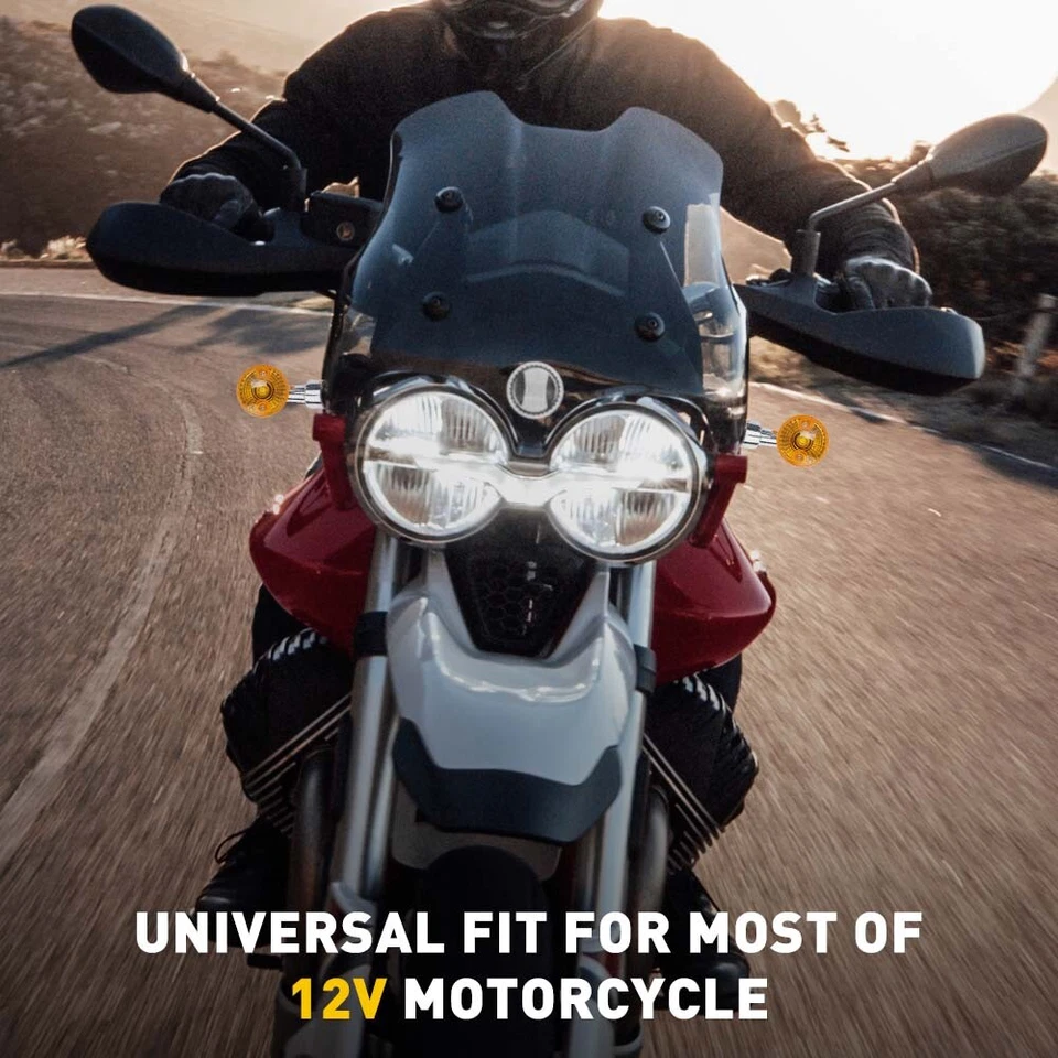 Luz indicadora LED ámbar intermitente luz intermitente moto universal delantero 4X trasero Foto 4 de 4