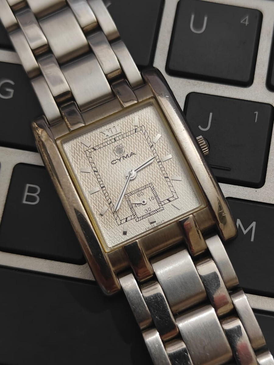 Classic Vintage Cyma Sealord Small Seconds SS Swiss Quartz Tank Classic Vintage Cyma Sealord Small Seconds SS Swiss Quartz Tank