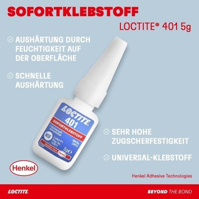 LOCTITE 401 5g Sekundenkleber Cyanacrylat Klebstoff Universalkleber Flüssigklebe