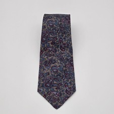 Rothschilds Paisley Pattern Tie Blue & Red 100% Polyester Made In USA