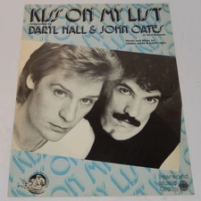 Hall & Oates Kiss On My List Sheet Music 1981 Daryl Hall Janna Allen Vintage Pop
