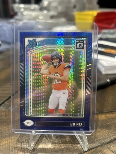 2024 Panini Donruss Optic - Rated Rookie Bo Nix #209 Blue Hyper Prizm (RC)
