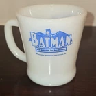 VINTAGE 1960'S BATMAN ANCHOR HOCKING FIRE KING MILK GLASS COFFEE CUP MUG