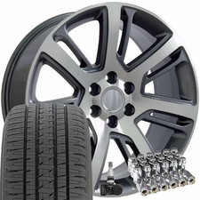 22 Rims Fit Cadillac Escalade Ca88 Gunmetal Machd Bda Tires Lugs Tpms 4738