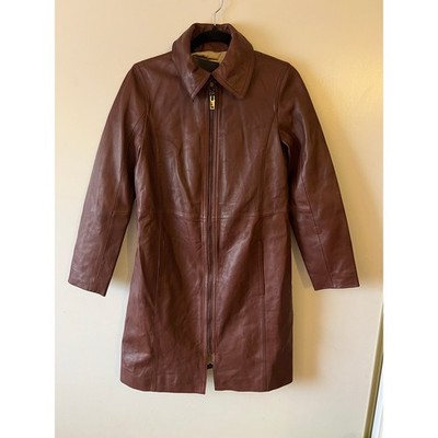 Massimo Dutti Long Leather Trench Coat